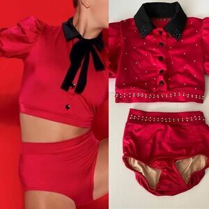 Kelle dance costume solo custom 2 piece red DANCE FRESH 2858 jazz MC child